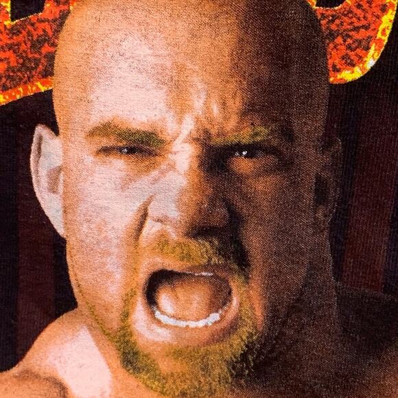 UNIQUE SOUGHT AFTER ONE HIT BANGER TEE - Wrestler GOLDBERG WHO’S NEXT— LARGE NEW - Picture 7 of 9